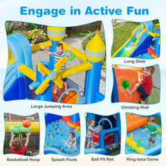 Windmill Themed Inflatable Water Park with Two Splash Pools and 680W Blower