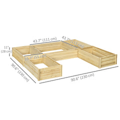DIY 5-box Garden Planter with Open Bottom for Outdoor Plants, Vegetables, Flowers, Herbs, Brown