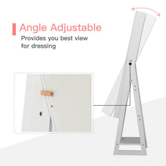 Jewellery Cabinet with Full-Length Mirror, Standing Jewelry Armoire with LED Light, White