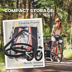 3-in-1 Bike Trailer for Kids, Running Stroller with 2 Seats, Jogging Cart with 5-Point Harness, Storage Units, Blue