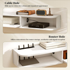47" Floating TV Stand for TVs up to 50 Inch, Wall Mounted Media Console with Flip Drawer and 2 Open Shelves, Walnut