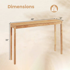 Wooden Console Table Modern Farmhouse Sofa Table with Thickened Top-Natural