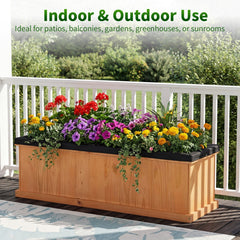 Wooden Raised Garden Bed with Drainage Holes and Liner Solid Fir Wood Planter Box-XL