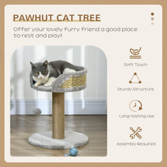 Cat Tree with Scratching Post, Toy Ball, Perch, Small Cat Tower for Indoor Cats - 16" x 16" x 19", Beige