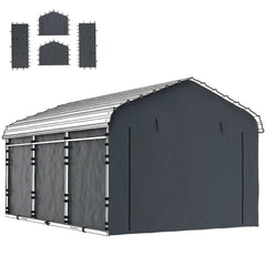 Carport Replacement Canopy Cover Sidewalls for 12' x 20' Carport, UPF50+ Waterproof Garage Car Shelter Tarp, Dark Grey