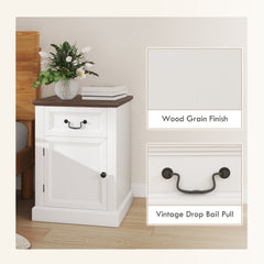 Side Table Set of 2, End Tables with Drawer and Cabinet, Nightstands for Small Spaces, Living Room, Black