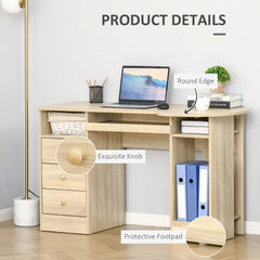 Computer Desk with Storage, Home Office Laptop Table with Shelves and Drawers, Modern Workstation Desk with Keyboard Tray for Study, Living Room, Black