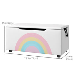Toy Chest, Kids Toy Bench Box, Lightweight Storage Bench with Lid and Side Handles, for Nursery Room Playroom Bedroom, Gift for 3-8 Years Old, White