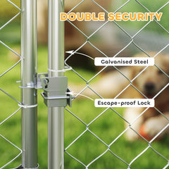 Outdoor Dog Run w/ Adjustable & Rotating Bowls, Water-Resistant UV-Resistant Cover, Secure Lock, 6.6' x 6.6' x 5.1'