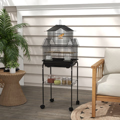 25" Bird Cage with Perch, Swing, Food Container, Slide-out Tray, Handle, Parrot Cage for Finches, Canaries, Budgies