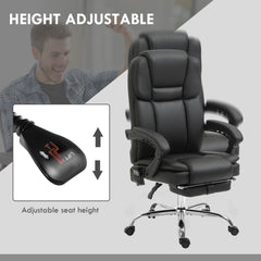 Massage Office Chair, Reclining Executive Office Chair with 6-Point Vibration, Footrest and High Back, Black