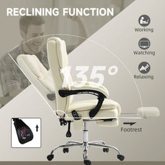 Massage Office Chair, Reclining Executive Office Chair with 6-Point Vibration, Footrest and High Back, Black