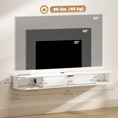47" Floating TV Stand for TVs up to 50 Inch, Wall Mounted Media Console with Flip Drawer and 2 Open Shelves, Walnut