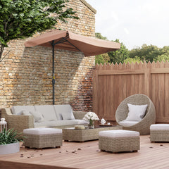 9.8ft Half Umbrella Semi Round Patio Parasol with Crank Handle, Top Vent for Garden, Balcony- NO BASE INCLUDED, Green
