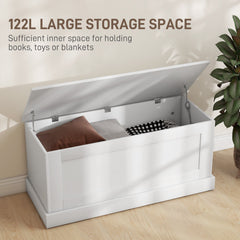 31.5 Inches Storage Chest, Storage Trunk with Safety Hinge, Wooden Box for Living Room, Natural Wood Grain