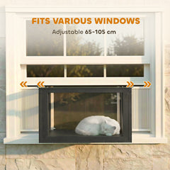 Catio Outdoor Cat Enclosure Adjustable Cat House Waterproof Top for Window 24" x18.5" x16.1" Black & White