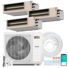 X-Pro 35,000 BTU 3 Zone Ducted Mini Split Heat Pump, 22.5 SEER2, Wifi, 9K + 9K + 12K