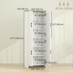 67" 4-Door Kitchen Pantry Cabinet, Freestanding Storage Cabinet Cupboard with Adjustable Shelves, Black