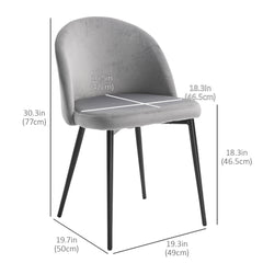 Modern Dining Chairs, Mid-Back Velvet-touch Upholstery Side Chair, Table Chair for Living Room, Dining Room, Grey, Set of 4
