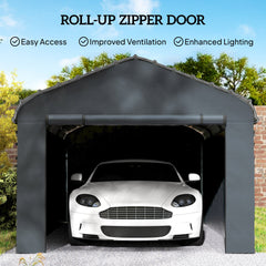 Carport Replacement Canopy Cover Sidewalls for 12' x 20' Carport, UPF50+ Waterproof Garage Car Shelter Tarp, Dark Grey