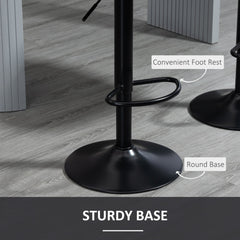 Bar Stools Set of 2, Swivel Counter Height Barstools with Back, Footrest, Adjustable Height, Black