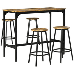 5-Piece Bar Table Set for 4, Industrial Counter Height Bar Table and Chairs for Kitchen, Dining Room, Grey