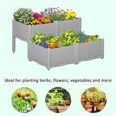 1 Piece Raised Garden Bed PP Raised Flower Bed Vegetable Herb Grow Box Stand Brown