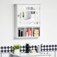Bathroom Cabinet Wall Mount with Mirror Door 3 Shelf Organizer for Bathroom, Kitchen, Bedroom, Grey