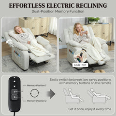 Massage Recliner Chair with Quiet Brushless Motor Pet-Friendly Fabric Power Recliner with 2 Memory Positions Brown