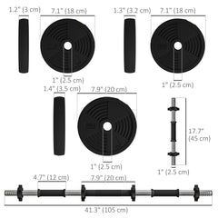 33LBS 2-in-1 Adjustable Barbell & Dumbbells Set, Weights Set with Non-slip Handles for Men and Women Home Gym Training