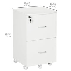 2 Drawer File Cabinet with Lock, Small Rolling Filing Cabinet for A4, Letter-Size Documents, Printer Stand for Home Office, 17" x 17.75" x 28.25", Black