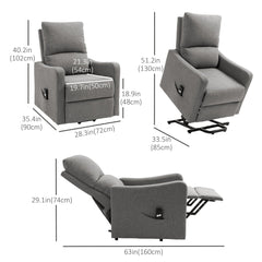 Electric Lift Recliner Chair Rising Power Chaise Lounge Fabric Sofa with Remote Control & Side Pocket for Living Room