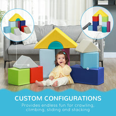 11 Piece Soft Play Blocks Kids Climb and Crawl Gym Toy Foam Building Light Colour