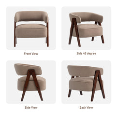Sherpa Fleece Accent Chair, Upholstered Armchair with Solid Wood Legs and Steel Frame for Living Room, Light Brown