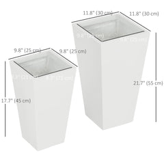 Set of 2 Tall Planters with Drainage Holes, 22" / 18" Outdoor Flower Pots for Patio, Yard, Garden, Black