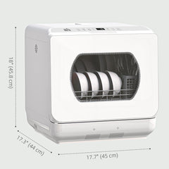 Portable Dishwasher, Counter Dishwasher with 4 Place Settings, 5 Washing Programs, Air-Dry Function, 6L Water Tank
