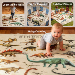 Large Play Mat 79" x 59", Crawling Mat for Toddlers, Living Room and Bedroom with Dinosaur Pattern
