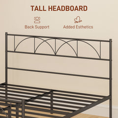 Metal Full Platform Bed Frame with Headboard, Steel Slat Support, Underbed Storage, No Box Spring Needed, Easy Assembly