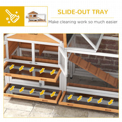 65" Wooden Rabbit Hutch, Pet Playpen with Openable Roof, Storage Box, for Rabbits and Small Animals, Dark Grey