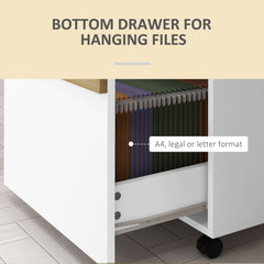 Mobile Filing Cabinet with 2 Drawers, Office Storage Cabinet with 5 Wheels, Black Wood Grain