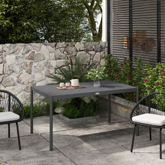 Outdoor Dining Table w/ Aluminium Frame, Garden Table, 57", Dark Grey