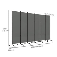6 Panel Folding Room Divider, UV30+ Privacy Screen, Indoor Outdoor Privacy Panel with Stable Base, Beige