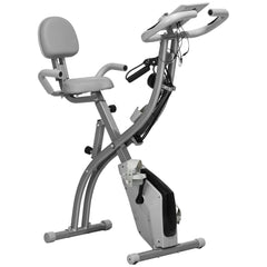 3 in 1 Folding Exercise Bike, Foldable Stationary Bike with 8-Level Magnetic Resistance, Adjustable Seat, Black