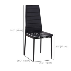 High Back Dining Chairs, Modern Upholstered PU Leather Accent Chairs with Metal Legs for Kitchen, Set of 4, Black