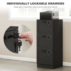 Vertical Filing Cabinet with 2 Drawers, Lock, File Cabinet for Home Office, A4 and Letter Size Files, White