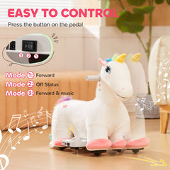 6V Ride on Unicorn, Battery Powered Kids Riding Pony with Music Forward, Aged 18-36 Months, White