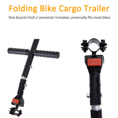 Folding Bicycle Cargo Trailer Utility Bike Cart Carrier Garden Patio Tool with Hitch Black
