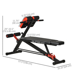 Adjustable Weight Bench Roman Chair Exercise Training Multi-Functional Hyper Extension Bench Dumbbell Bench Ab Sit up Decline Flat Black and Red