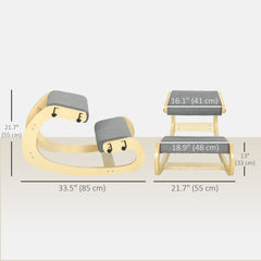 Ergonomic Kneeling Chair, Adjustable Rocking Wood Kneeling Stool, Desk Chair, Improve Posture, Cream White