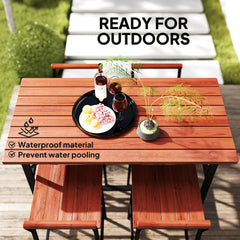 5 Piece Patio Bar Set with 47" Bar Height Table and 4 Bar Stools, for Backyard, Balcony, Porch, Pool, Lawn, Brown